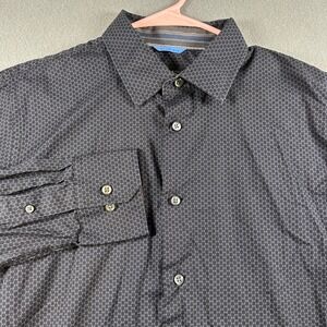 Van Heusen Studio Mens Slim Fit Black Geometric Button Down Shirt Medium 15-15.5